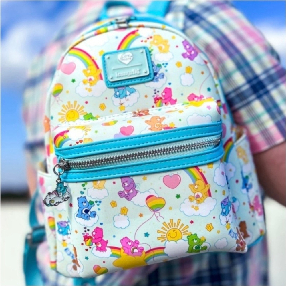 Loungefly 80's Care Bears Mini Vegan Leather Backpack Bag Kidcore Cosplay NWT - Picture 2 of 13
